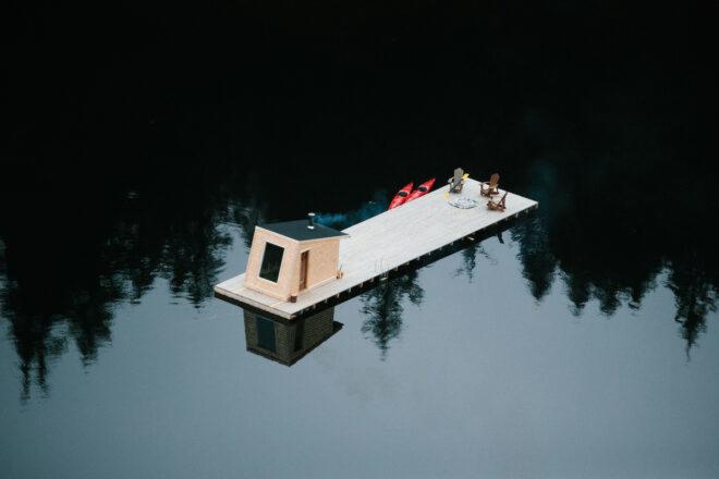 floating wood sauna
