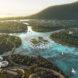 aerial rendering of green islands