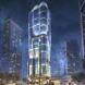 The skyscraper at night.