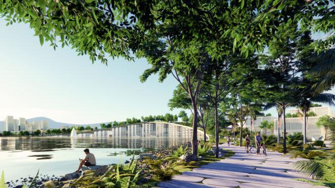 rendering of bike path near water