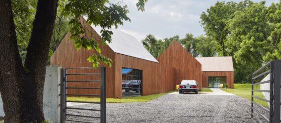 one larger and one smaller wood gabled building