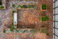 aerial view of garden on a brick rooftop