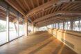 bench on timber loft inside timber-framed building