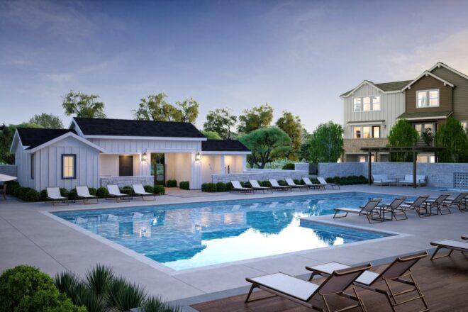 white home near pool