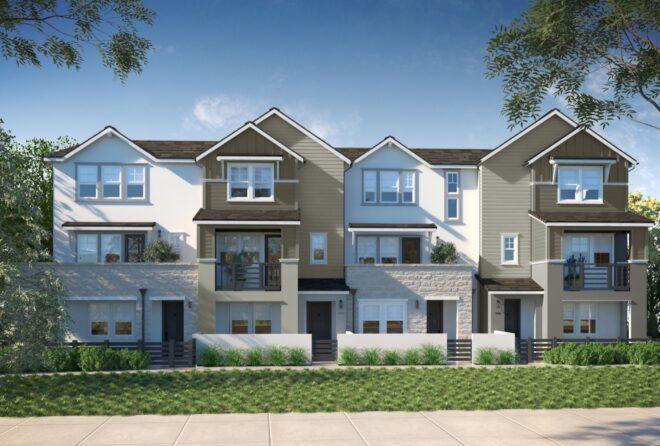 white and gray townhomes