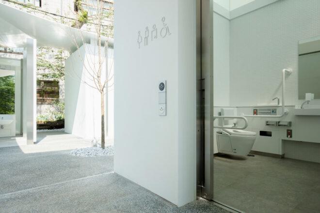 white door leading to bathroom with universal design