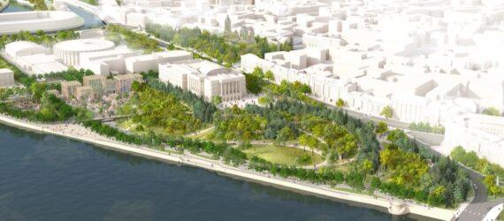 aerial rendering of waterfront park