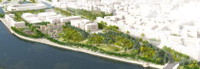 aerial rendering of waterfront park