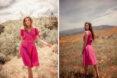 two people modeling frilly pink dresses