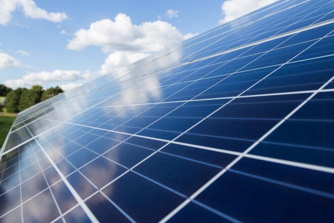 close-up of solar panels