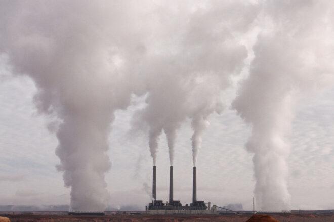 factory spewing pollution into air