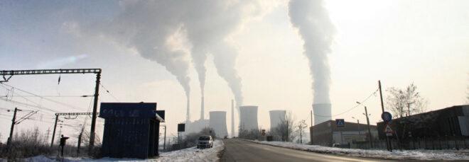 smoke emitting from a factory