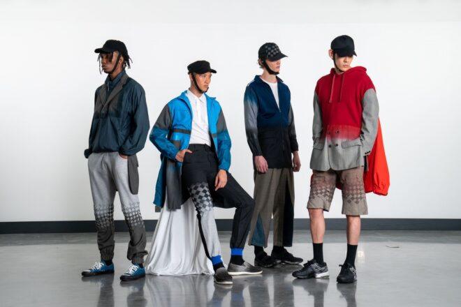 people in blue and red fashionable outfits