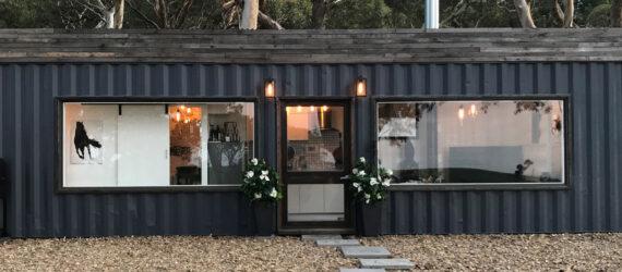 black corrugated metal tiny home