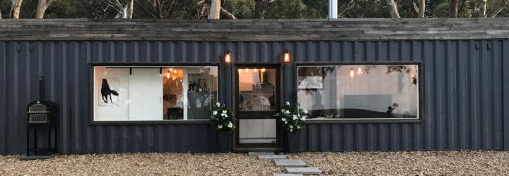 black corrugated metal tiny home