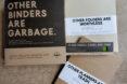 cardboard binder, folders and planner