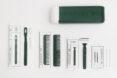 compostable plastic toiletries on white background
