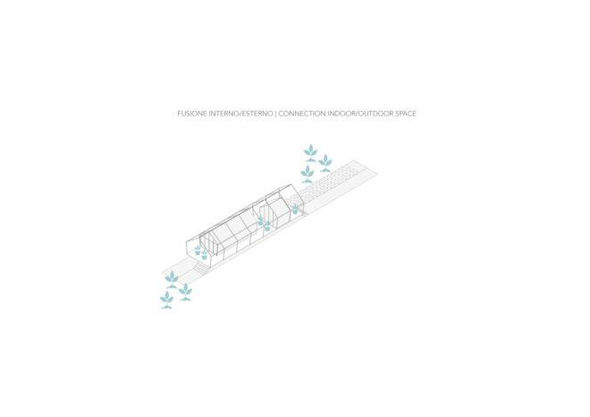 a construction plan for the home, showing the indoor/outdoor space.