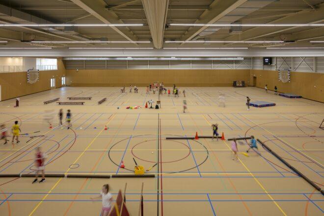 people playing in a sports hall