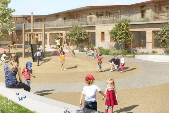 rendering of kids on a school playground