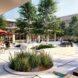 rendering of round gardens planted in a patio