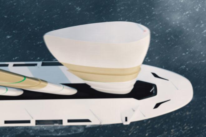aerial rendering of wind-powered ship