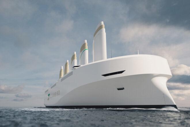 rendering of large white ship on ocean