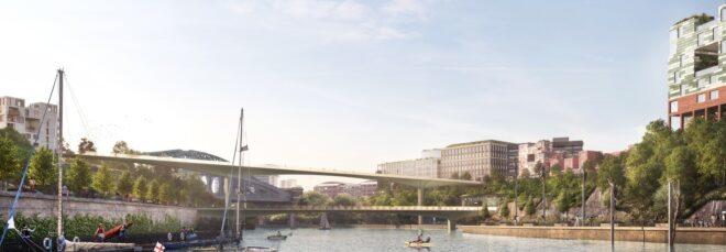 rendering of people kayaking on a river