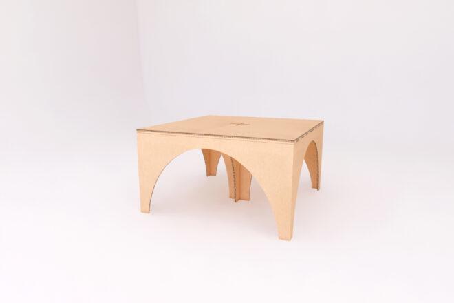 square cardboard coffee table on white background