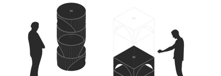 diagram of modular furniture stacks to make storage shelves
