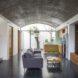 gray sofa and wood coffee table