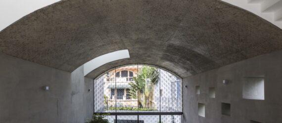 concrete archway in a home
