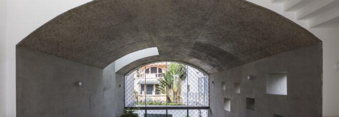 concrete archway in a home