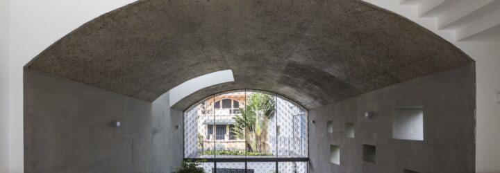 concrete archway in a home