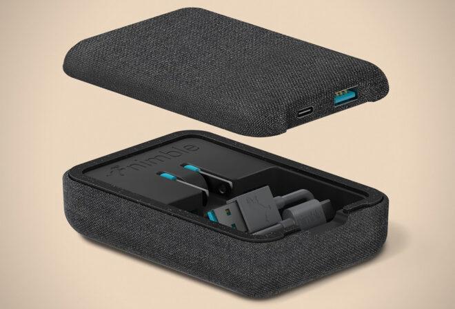 A black box with wireless charger accessories inside.