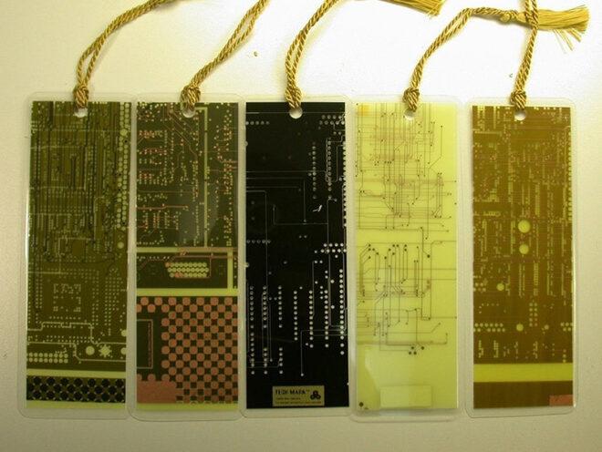 bookmarks made from computer circuitboards