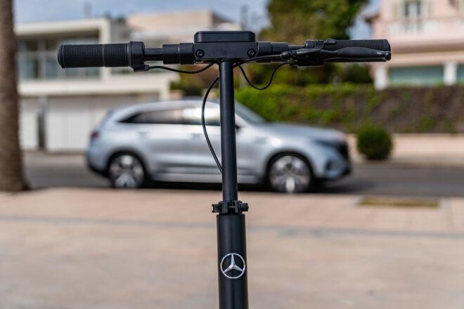 black scooter with Mercedes-Benz emblem