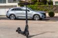 black electric scooter in residential area