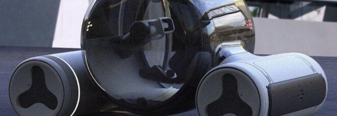 rendering of black pod-like car