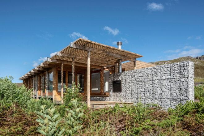 stone and wood cabin