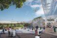 rendering of people walking in a park