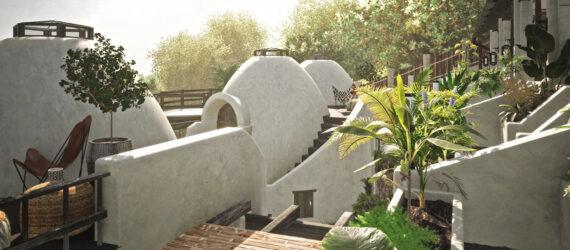 series of rammed earth dome homes