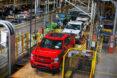 Ford F-150s being made in a factory