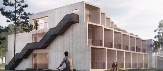 rendering of multistory wooden hotel