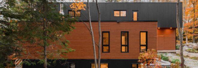 charred and warm-toned wood home