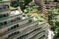 rendering of plants growing on sides of timber building