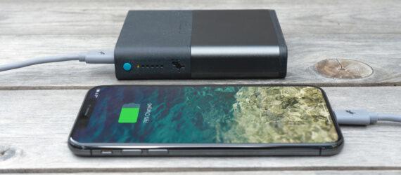 phone plugged into portable charger