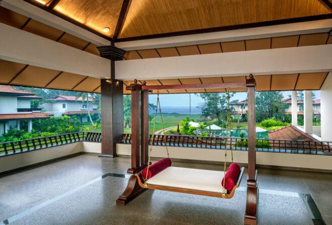 bench swing in room with open walls