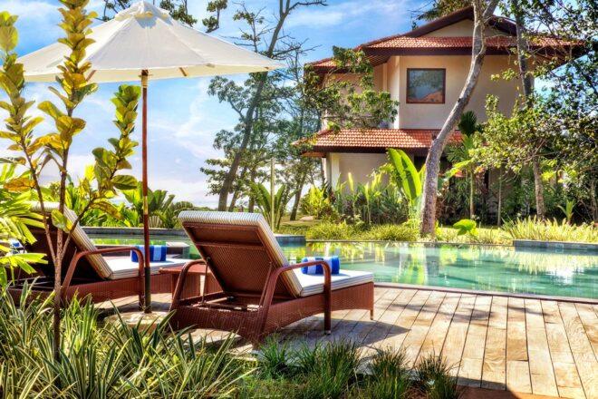 lounge chair by a pool