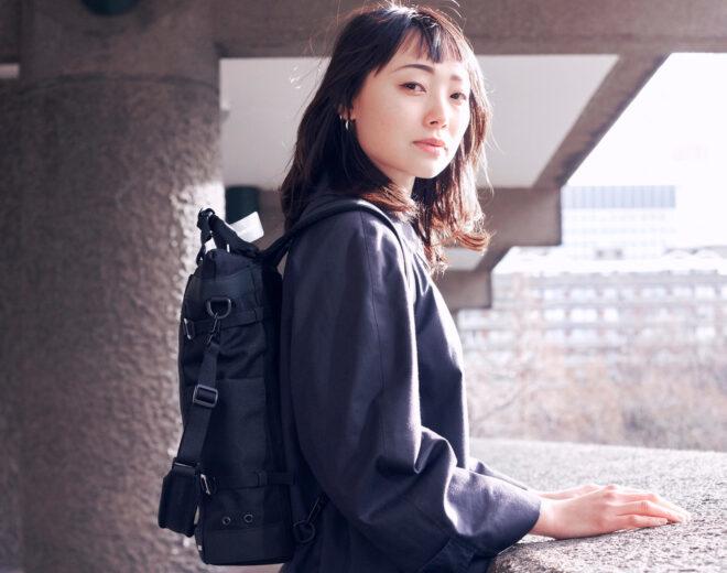 person wearing black backpack